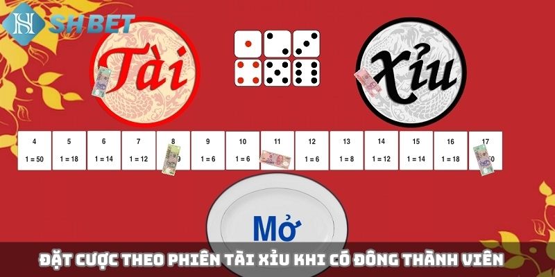 Đặt cược theo phiên tài xỉu khi có đông thành viên